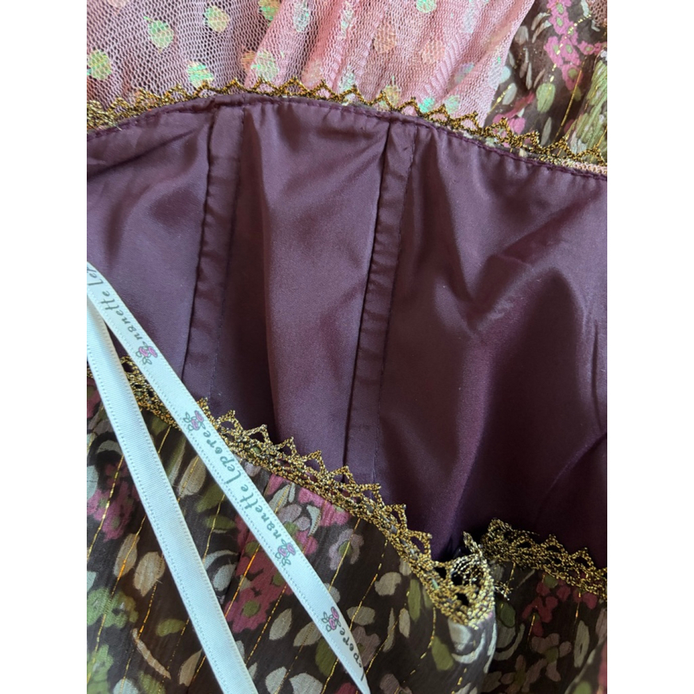 Nanette Lepore Fairy Boho Silk Strapless Floral Maxi Dress Lace Hem Corset Sz 4 - Picture 8 of 8